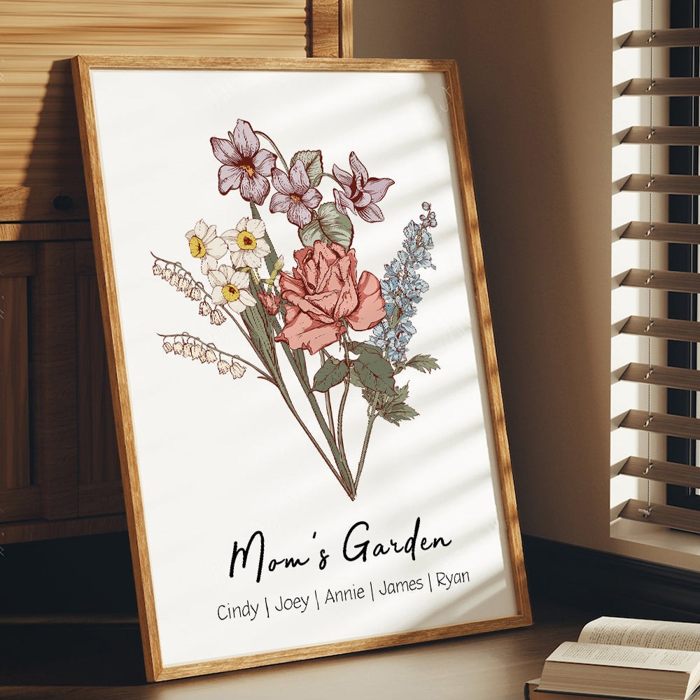 Best Seller❗❗Personalized Birth Flower Bouquet Frame with 1-20 Names Mother's Day Gift