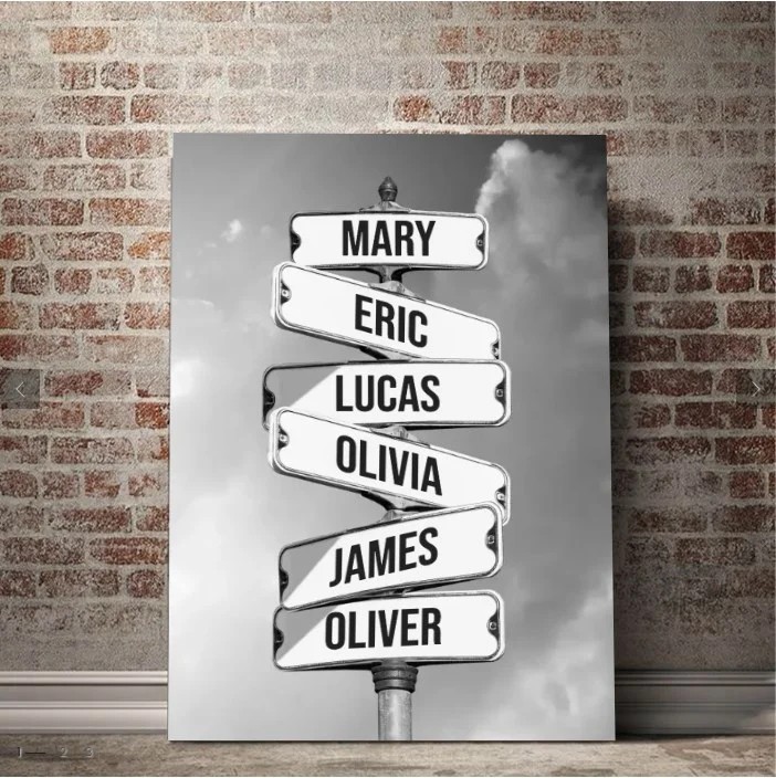 Vintage Street Sign for Families Personalized Family Canvas Wall Art