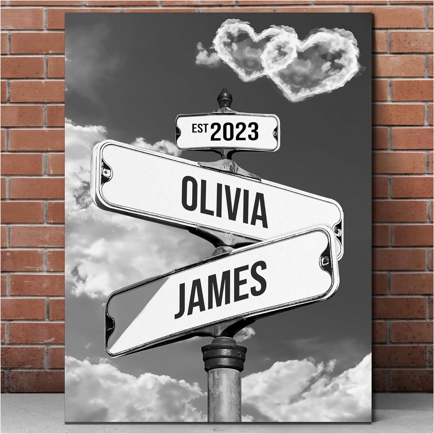 Vintage Street Sign for Families Personalized Family Canvas Wall Art