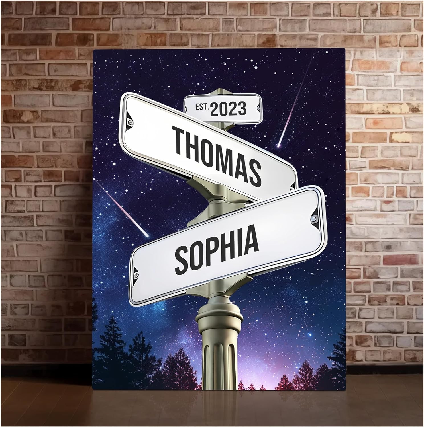 Star Sky Street Sign for Families Personalized Family Canvas Wall Art