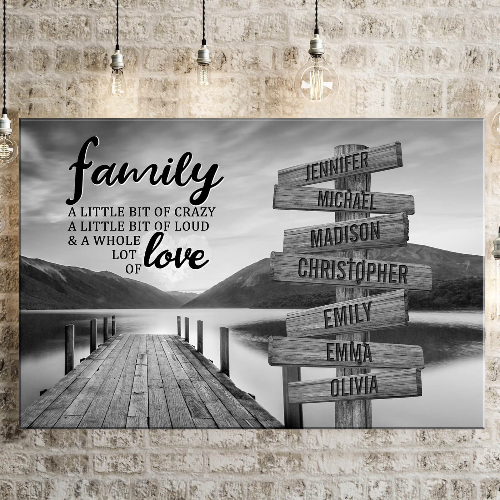 River Pier A Little Whole Lot of Love Multi-Names Premium Family Canvas Wall Art