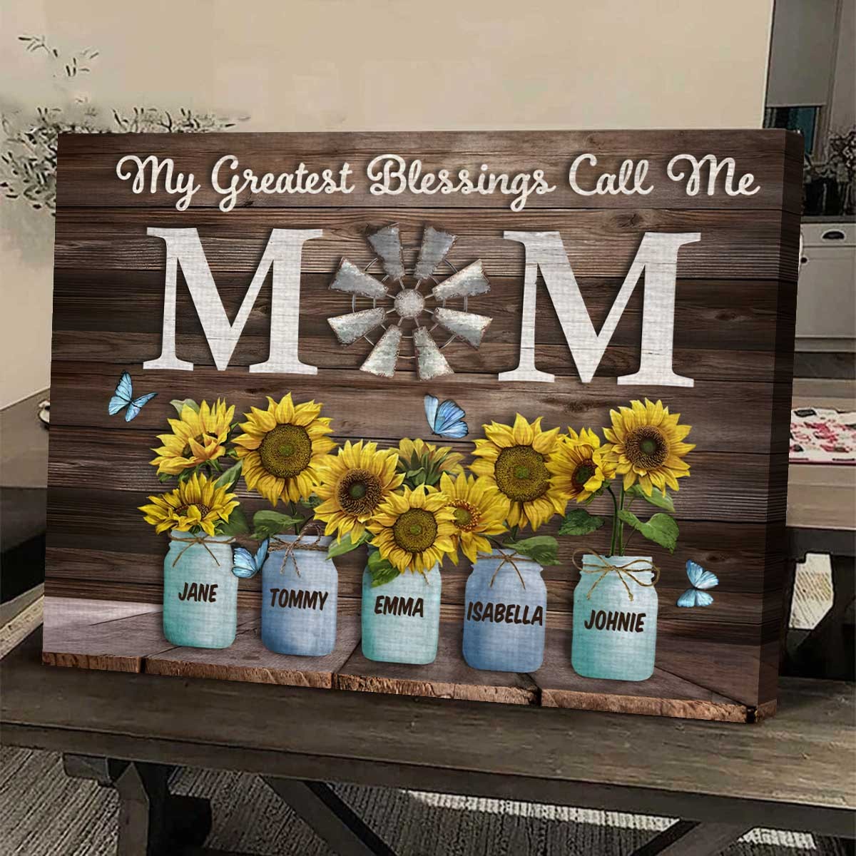 My Greatest Blessings Call Me Mom Custom Names Family Canvas Wall Art