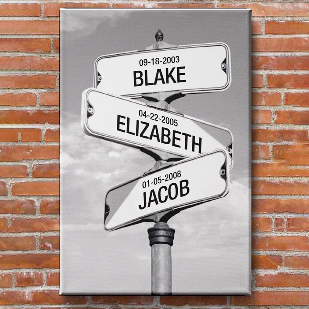 Crossroad of Love Custom Children Names Personalized Family Canvas Wall Art