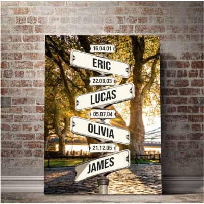 Summer Date of Birth of Children Street Sign Personalized Family Canvas Wall Art