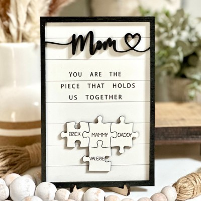 Personalized Mothers Day Puzzle Sign Mom You Are the Piece That Holds Us Together