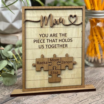 Personalized Mothers Day Puzzle Sign Mom You Are the Piece That Holds Us Together