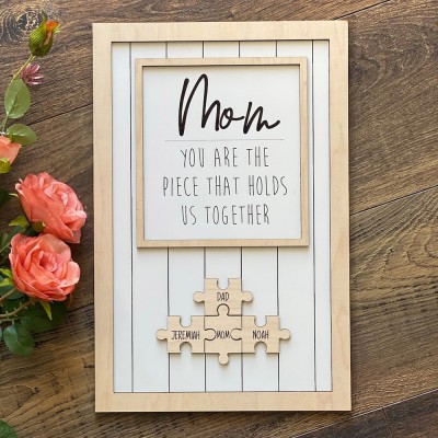 Personalized Mothers Day Puzzle Sign Mom You Are the Piece That Holds Us Together