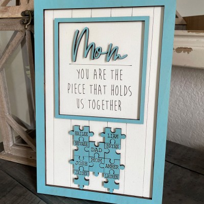 Personalized Mothers Day Puzzle Sign Mom You Are the Piece That Holds Us Together