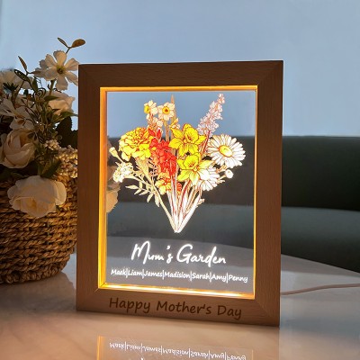 Best Seller❗❗Personalized Birth Flower Bouquet LED Night Light with 1-20 Names Mother's Day Gift