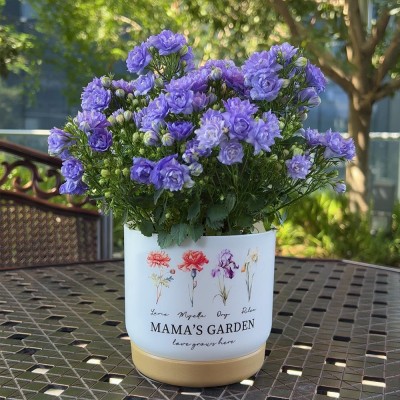 Personalized Mom's Garden Birth Flower Pot with 1-20 Names Mother's Day Gift