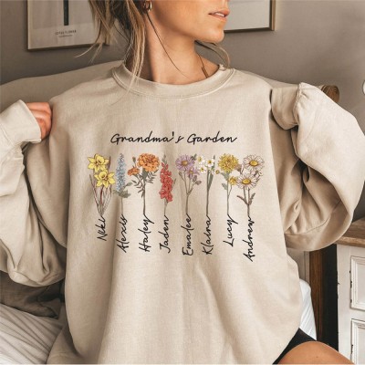 Personalized Birth Flower Sweatshirt Mother's Day Gift