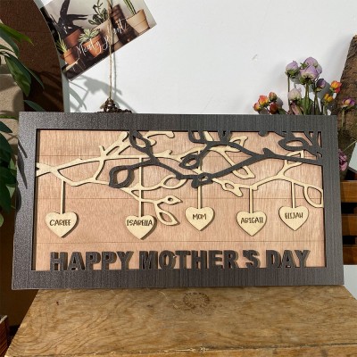 Personalized Family Tree Sign with Kid's Names Mother's Day Gift