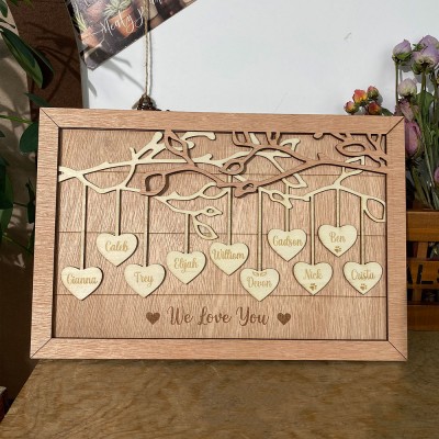 Personalized Family Tree Sign with Kid's Names Mother's Day Gift