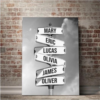 Vintage Street Sign for Families Personalized Family Canvas Wall Art