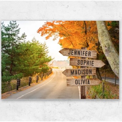 Personalized Multi-Name Signpost Premium Canvas Wall Art - Freedom