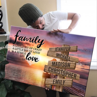 Coast Sunset A Little Whole Lot of Love Multi-Names Premium Family Canvas Wall Art