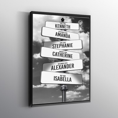 Custom Street Sign Multi-Names Family Canvas Wall Art