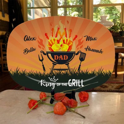 Personalized Grilling Plate with Kids Name for Dad Father's Day Gift