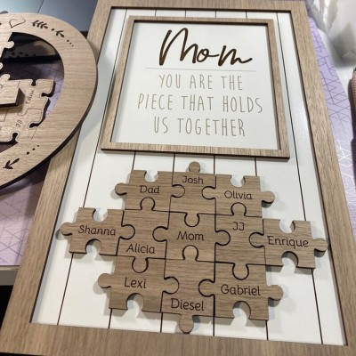 Personalized Mothers Day Puzzle Sign Mom You Are the Piece That Holds Us Together