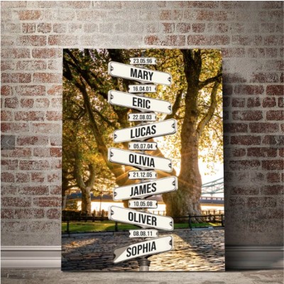 Summer Date of Birth of Children Street Sign Personalized Family Canvas Wall Art