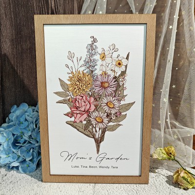 Personalized Mom's Garden Birth Flower Bouquet Sign Mother's Day Gift Ideas