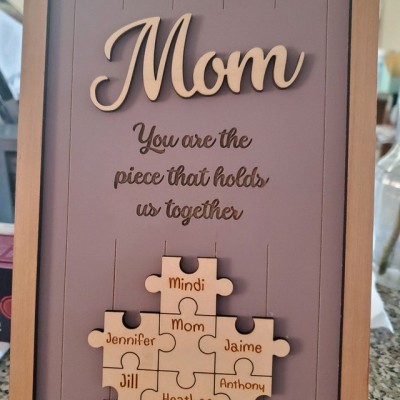 Personalized Mothers Day Puzzle Sign Mom You Are the Piece That Holds Us Together