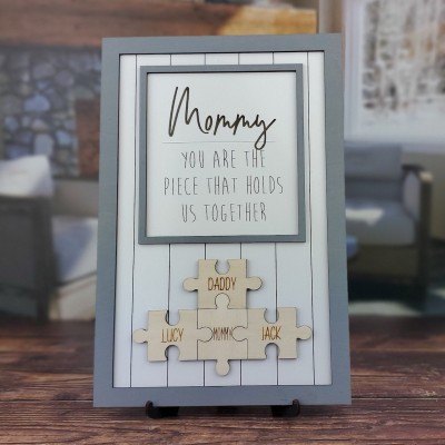 Personalized Mothers Day Puzzle Sign Mom You Are the Piece That Holds Us Together