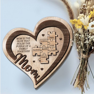 Personalized Mothers Day Puzzle Sign Mom You Are the Piece That Holds Us Together