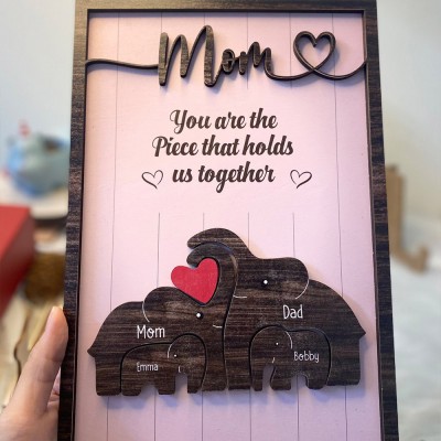 Personalized Mothers Day Puzzle Sign Mom You Are the Piece That Holds Us Together