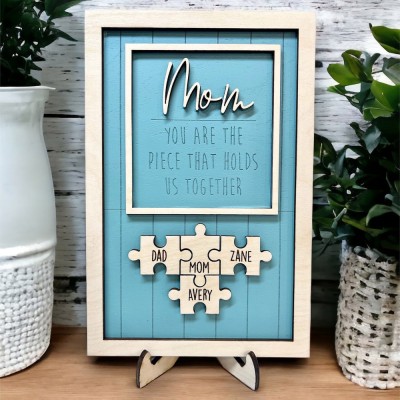 Personalized Mothers Day Puzzle Sign Mom You Are the Piece That Holds Us Together