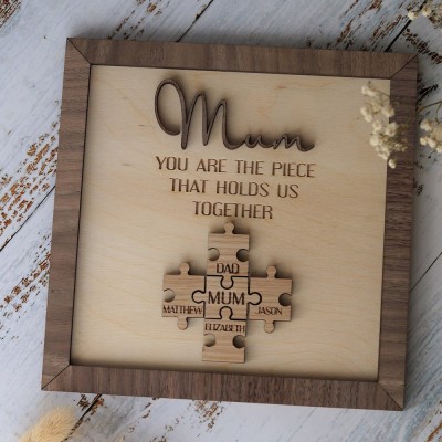 Personalized Mothers Day Puzzle Sign Mom You Are the Piece That Holds Us Together