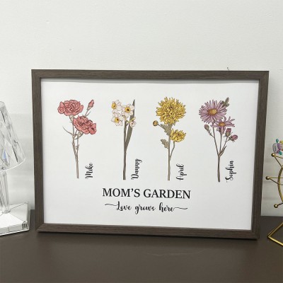 Mom's Garden is Her Children Customized Art Print Frame Mother's Day Gift