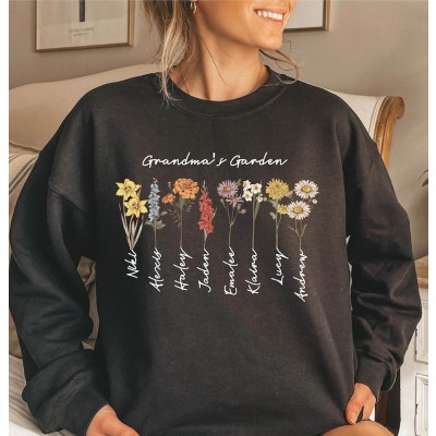 Personalized Birth Flower Sweatshirt Mother's Day Gift