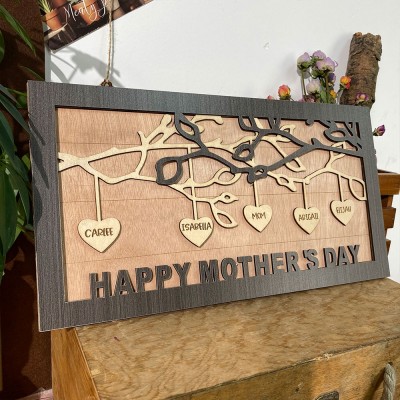 Personalized Family Tree Sign with Kid's Names Mother's Day Gift