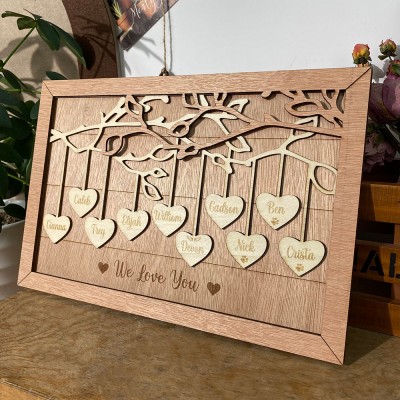 Personalized Family Tree Sign with Kid's Names Mother's Day Gift