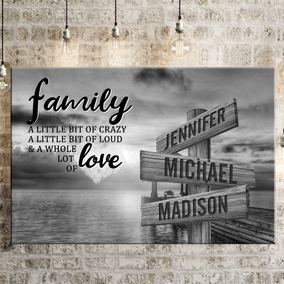 Coast Sunset A Little Whole Lot of Love Multi-Names Premium Family Canvas Wall Art