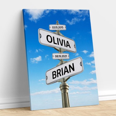 Custom Street Sign Multi-Names Family Canvas Wall Art