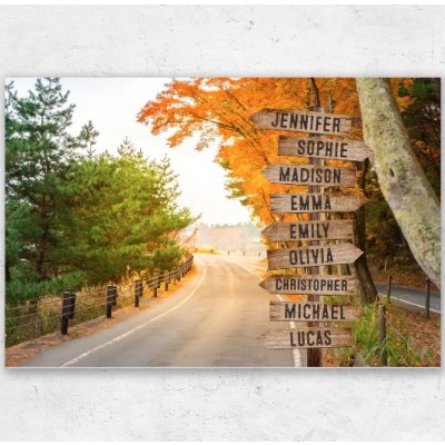 Personalized Multi-Name Signpost Premium Canvas Wall Art - Freedom