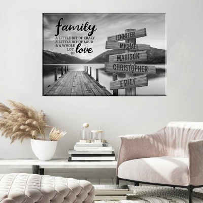 River Pier A Little Whole Lot of Love Multi-Names Premium Family Canvas Wall Art