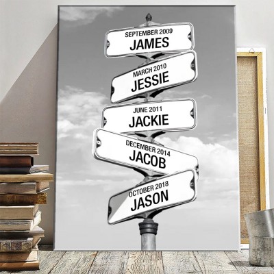 Crossroad of Love Custom Children Names Personalized Family Canvas Wall Art